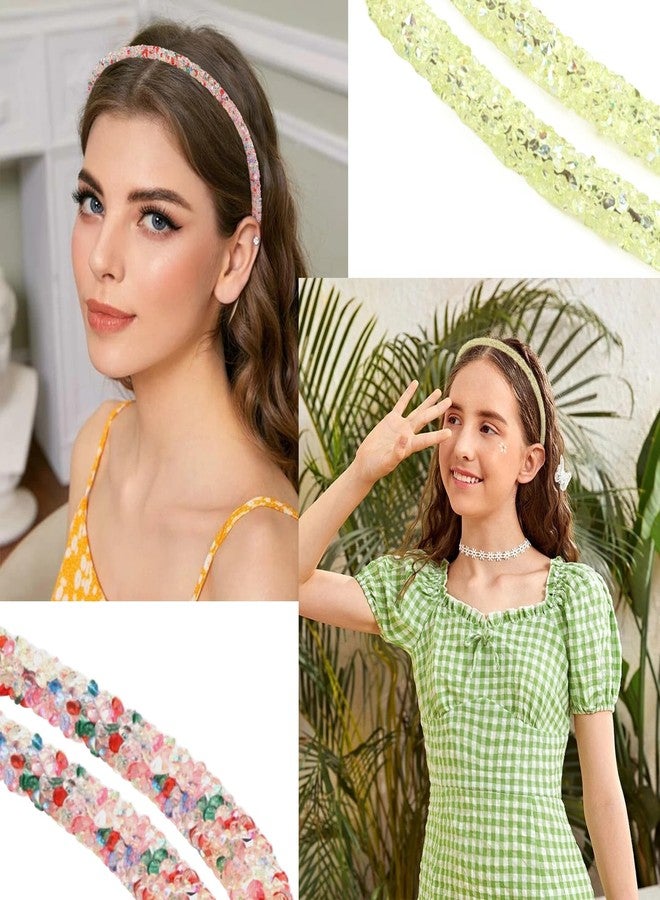 ويكو مجموعة ويكو من 10 قطع من عصابات الرأس للبنات والسيدات، عصابات رأس ملونة مرصعة بأحجار الراين، عصابات رأس لامعة مزينة بالخرز، إكسسوارات شعر مثالية لأعياد الميلاد والعطلات للبنات والسيدات - Image 3